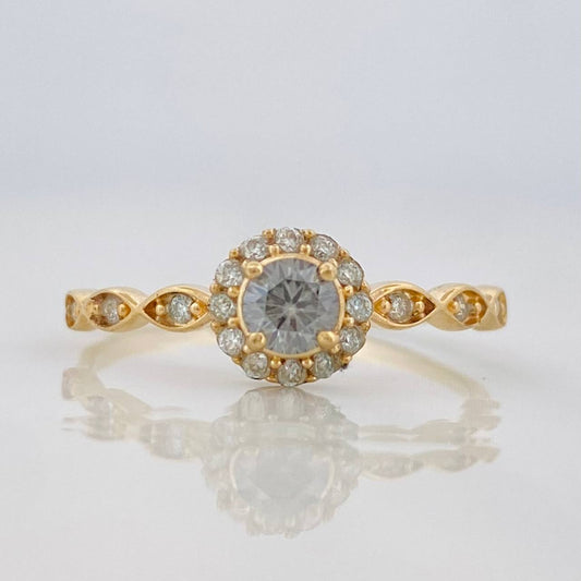 Anillo Halo Churumbela Moisanitas 0.38 pts 1.8g / T8 1/2 Oro Amarillo 18K
