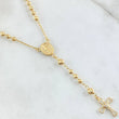 Rosario Virgen Milagrosa Crúz Silueta Corazón 8.2gr / 50cm / 3MM-4mm Bolas Diamantadas Oro Amarillo 18K ©