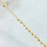 Rosario Virgen Milagrosa Crúz Silueta Corazón 8.2gr / 50cm / 3MM-4mm Bolas Diamantadas Oro Amarillo 18K ©