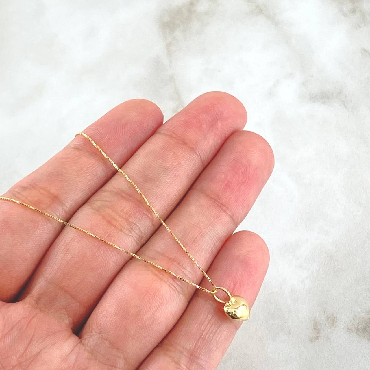Set Cadena Veneciana 1gr / 45cm / 0.6mm + Dije Corazón Troquelado 0.35gr / 1cm / 1.35gr Oro Amarillo 18K (Oferta)