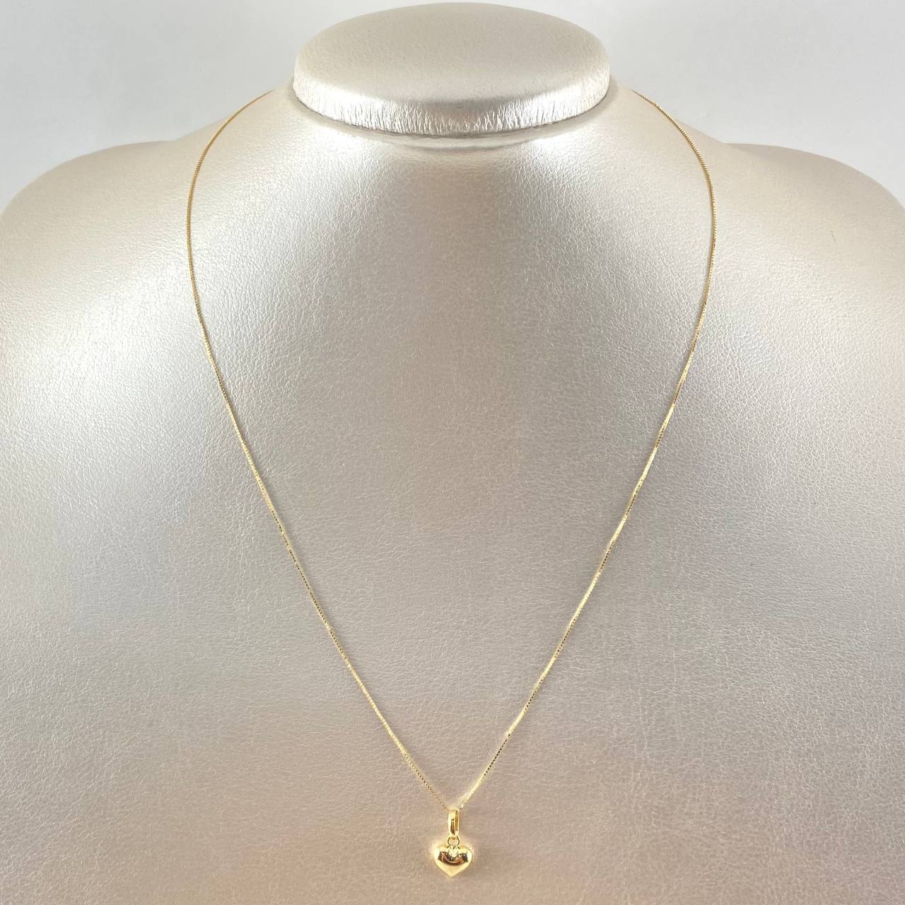 Set Cadena Veneciana 1gr / 45cm / 0.6mm + Dije Corazón Liso 0.4gr / 1.2cm / 1.4gr Oro Amarillo 18K (Oferta) ©