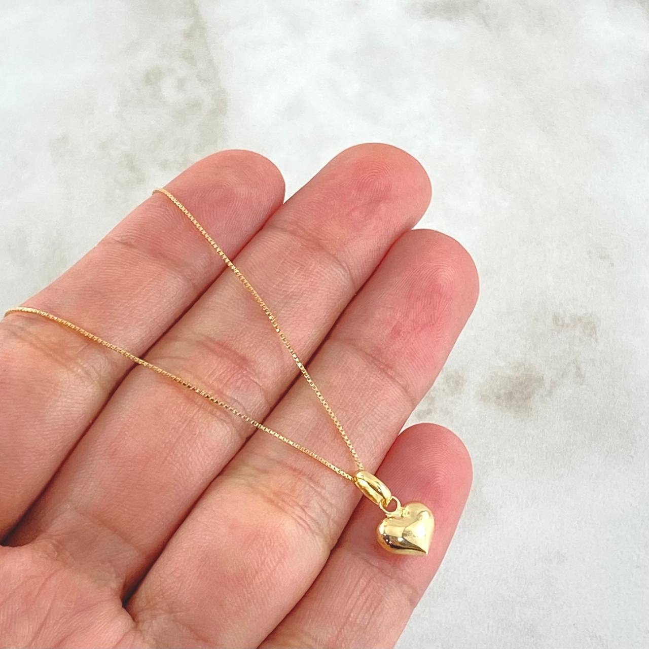 Set Cadena Veneciana 1gr / 45cm / 0.6mm + Dije Corazón Liso 0.4gr / 1.2cm / 1.4gr Oro Amarillo 18K (Oferta) ©