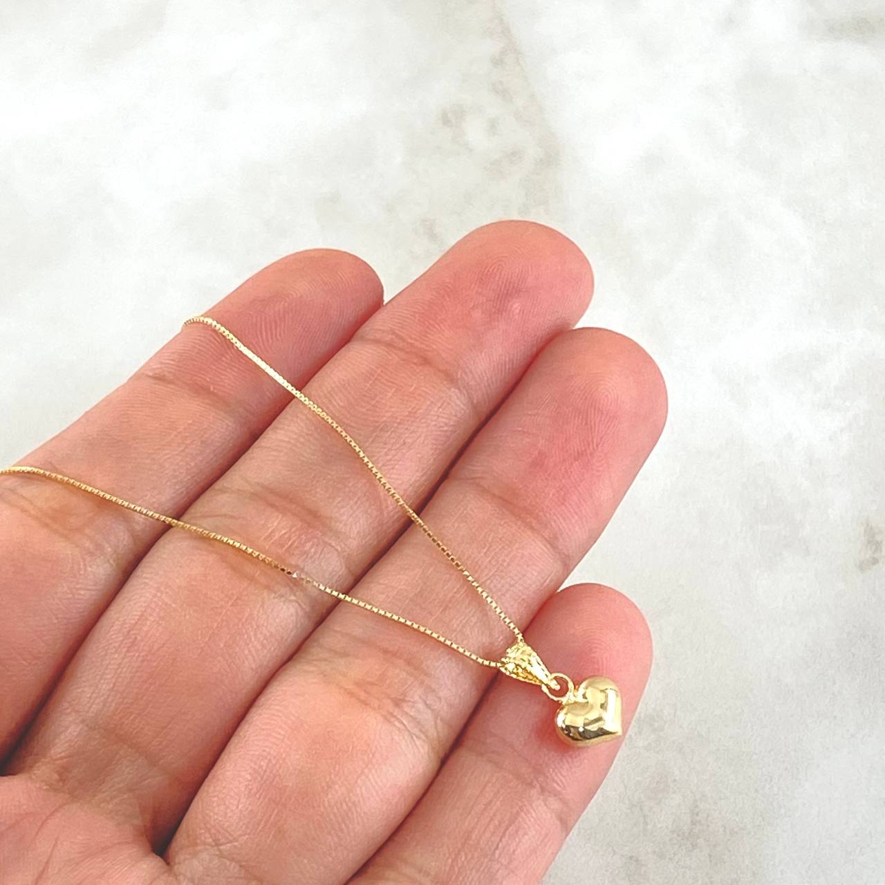 Set Cadena Veneciana 0.95gr / 45cm / 0.6mm + Dije Corazón 0.3gr / 1.1cm / Bordeado 1.25gr Oro Amarillo 18K (Oferta) ©