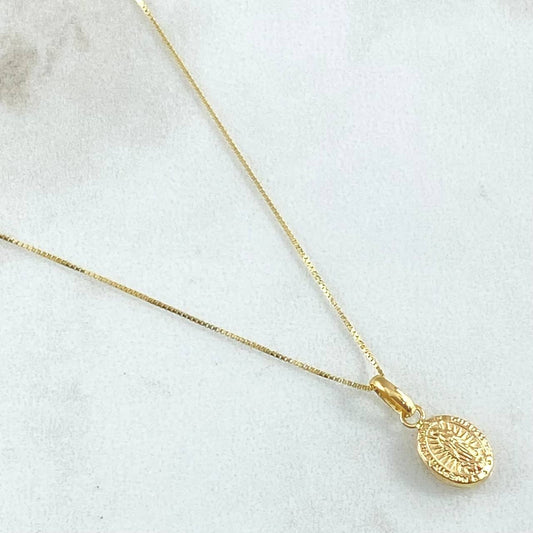 Set Cadena Veneciana 0.95gr / 45cm / 0.6mm + Dije Virgen Milagrosa 0.4gr / 1.5cm / 1.35gr Oro Amarillo 18K (Oferta)
