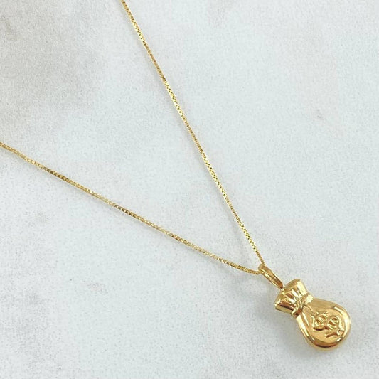 Set Cadena Veneciana 0.95gr / 45cm / 0.6mm + Dije Bolsa Dinero 0.5gr / 1.5cm / 1.45gr Oro Amarillo 18K (Oferta)