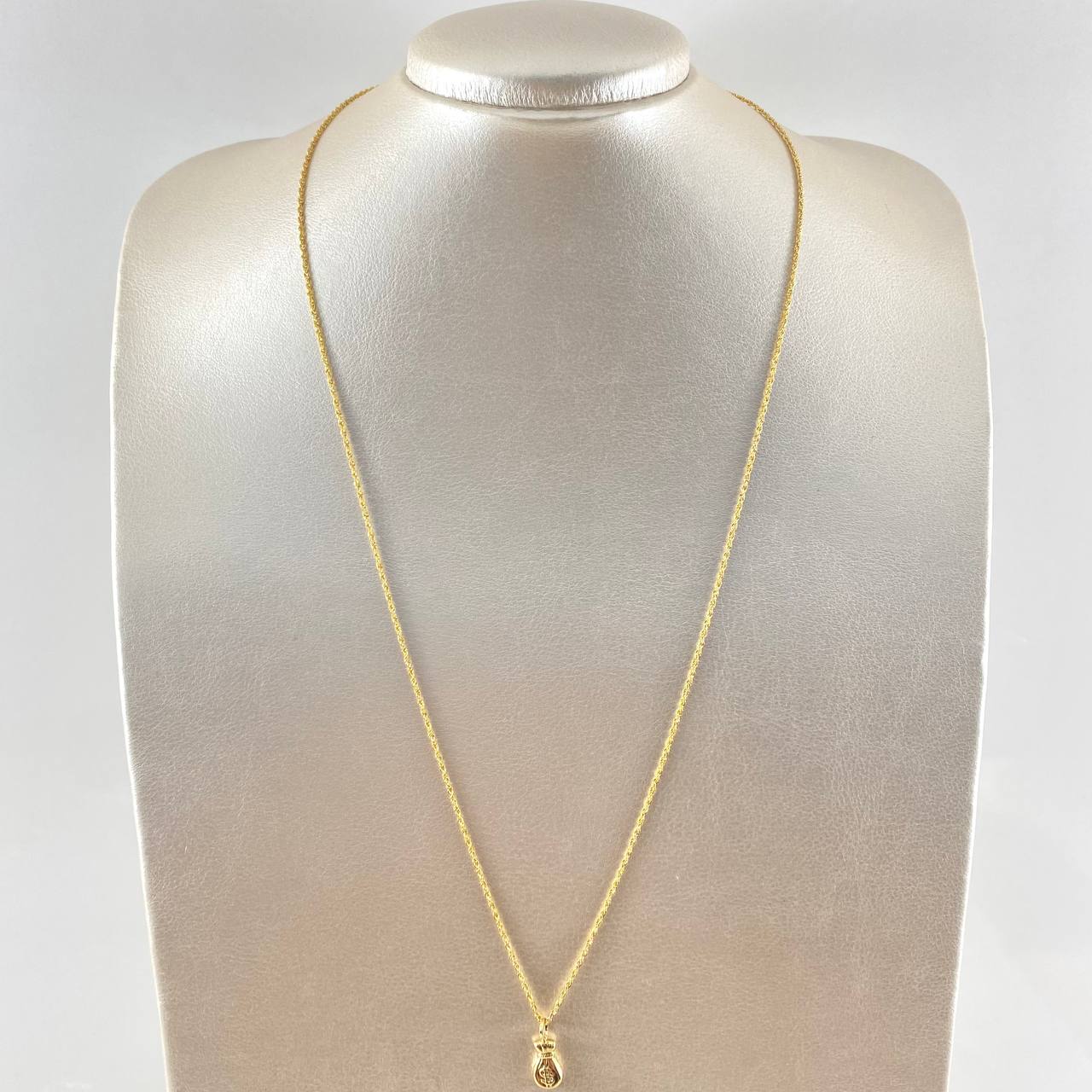 Set Rope Chain 1.2gr / 23.6in / 1.2mm + Pendant Money Bag 0.5gr / 1.5cm (0.6in) / 1.7gr 18K Yellow Gold (Offer) ©