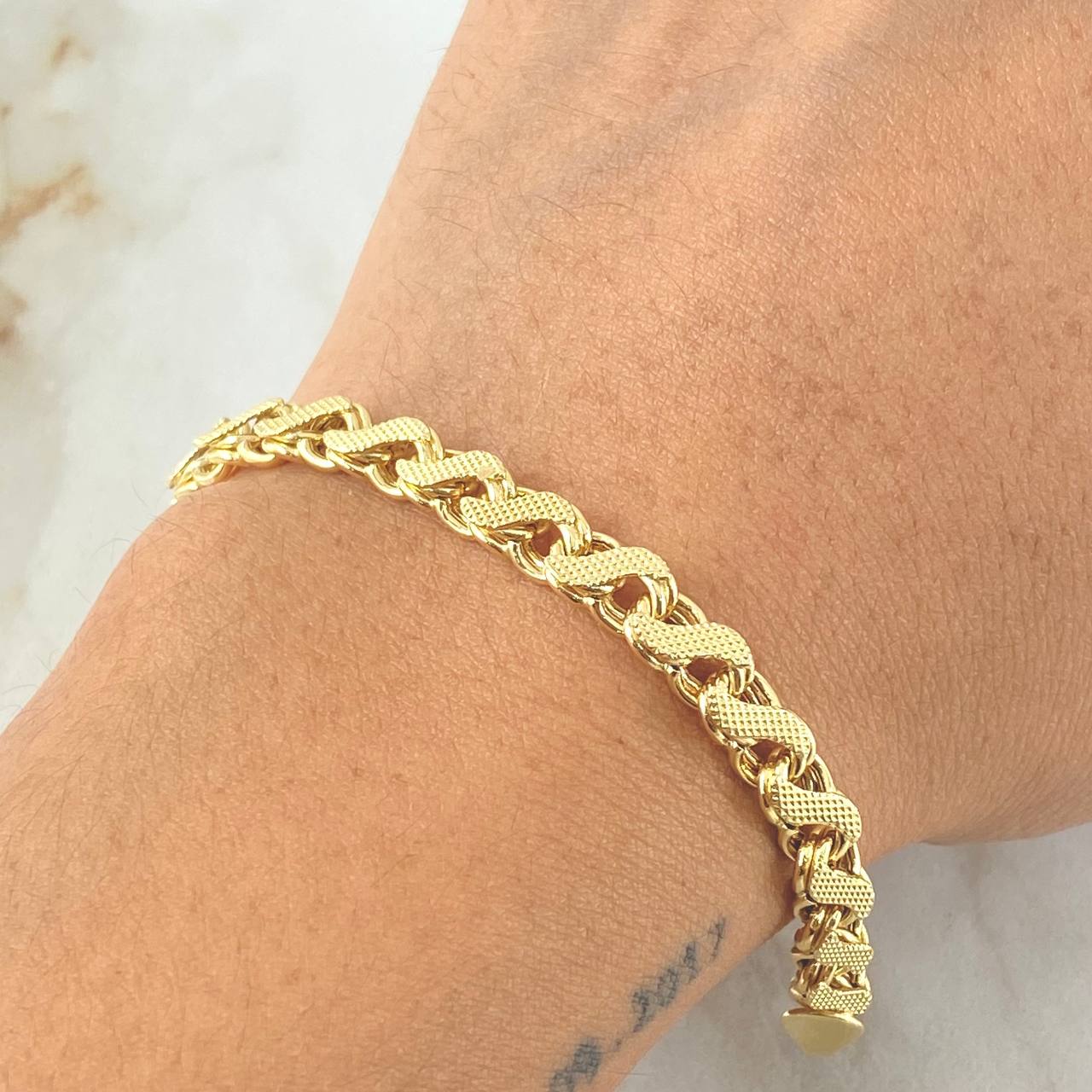 Classic Link Bracelet Double 10.6gr / 20cm / 18K Yellow Gold +3