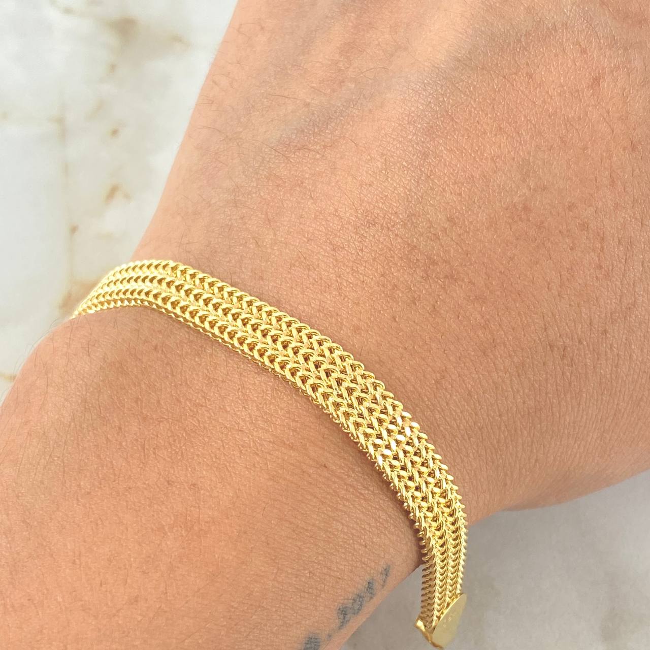 Franco Bracelet Triple 8.15gr / 7.7in / 18K Yellow Gold +3$