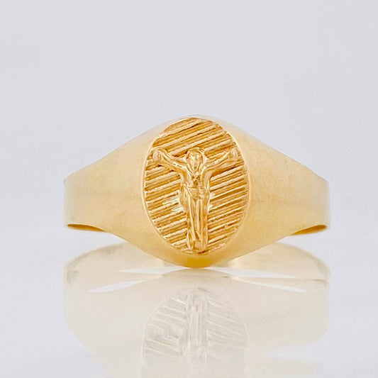 Jesus Christ Signet Ring 1.5g / Size 6 3/4 Yellow Gold 18K