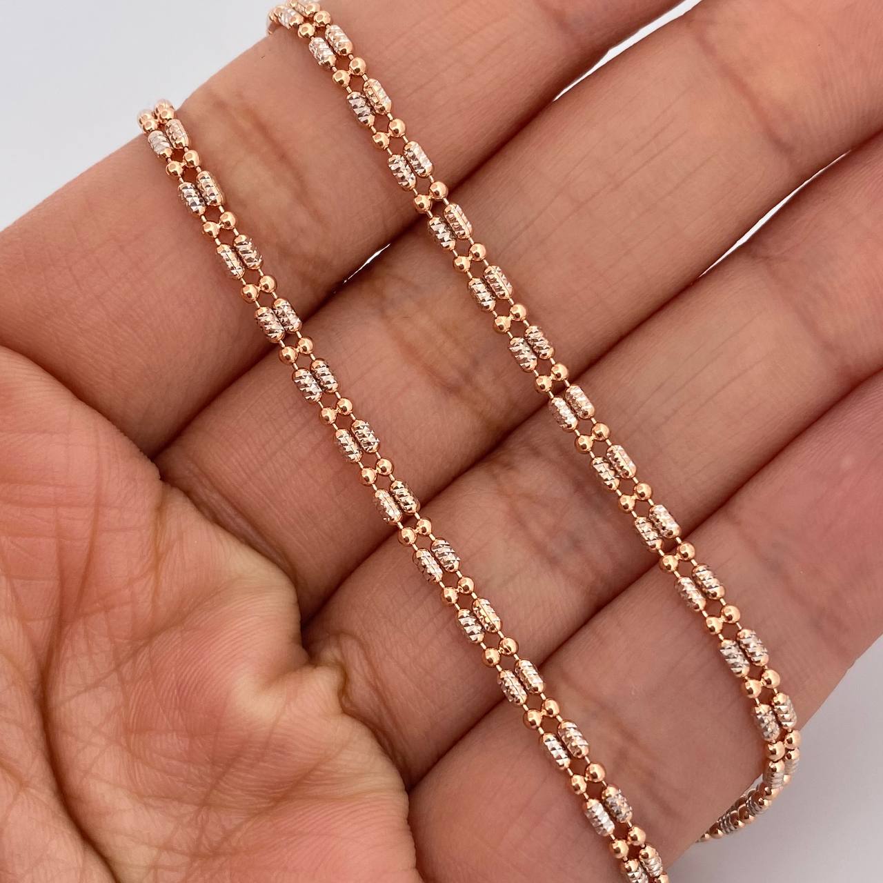 Cadena Morse 10.85gr / 23 3/4 in / 2.93mm Dos Oros Blanco Rosa +3 18K %