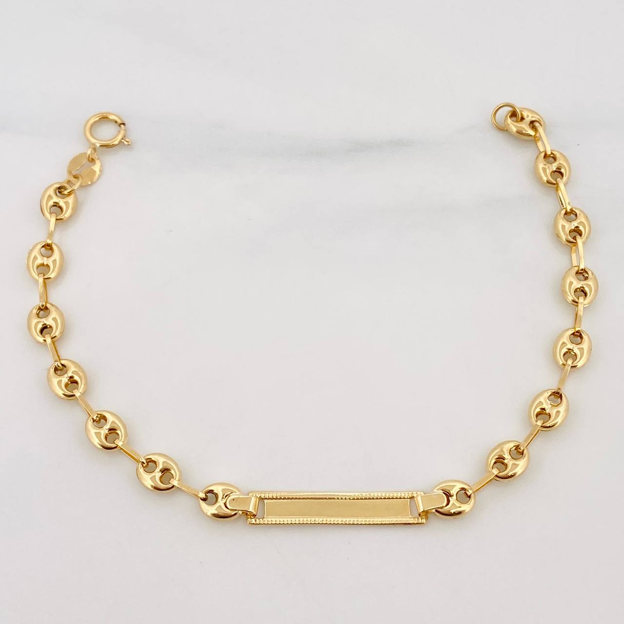 Bracelet GC Rectangle Plate 2.5g / 6 3/4 in / 4.8mm Yellow Gold 18K