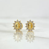 Stud Earrings Virgen Milagrosa Silhouette 0.95gr / 8mm White Zircons 18K Yellow Gold ©