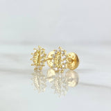 Stud Earrings Virgen Milagrosa Silhouette 1gr / 8mm White Zircons 18K Yellow Gold ©