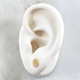 Stud Earrings Virgen Milagrosa Silhouette 1gr / 8mm White Zircons 18K Yellow Gold ©