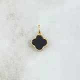 Dije Trebol VCyA 0.7gr / 1.5cm / Resina Negra Oro Amarillo 18K