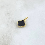 Dije Trebol VCyA 0.7gr / 1.5cm / Resina Negra Oro Amarillo 18K
