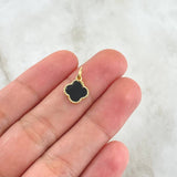 Dije Trebol VCyA 0.7gr / 1.5cm / Resina Negra Oro Amarillo 18K
