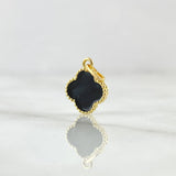 Dije Trebol VCyA 0.7gr / 1.5cm / Resina Negra Oro Amarillo 18K