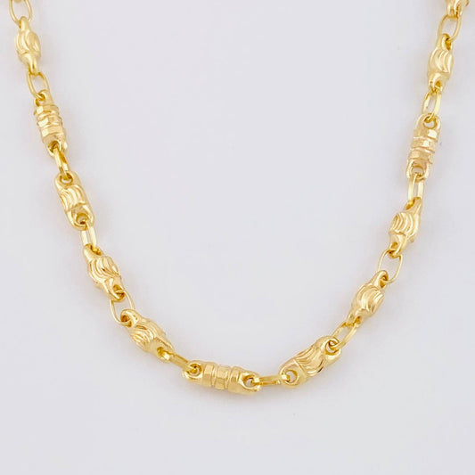 Cadena Rustica Barril Diamantado 12.6g / 20 in / 3.3mm Oro Amarillo 18K