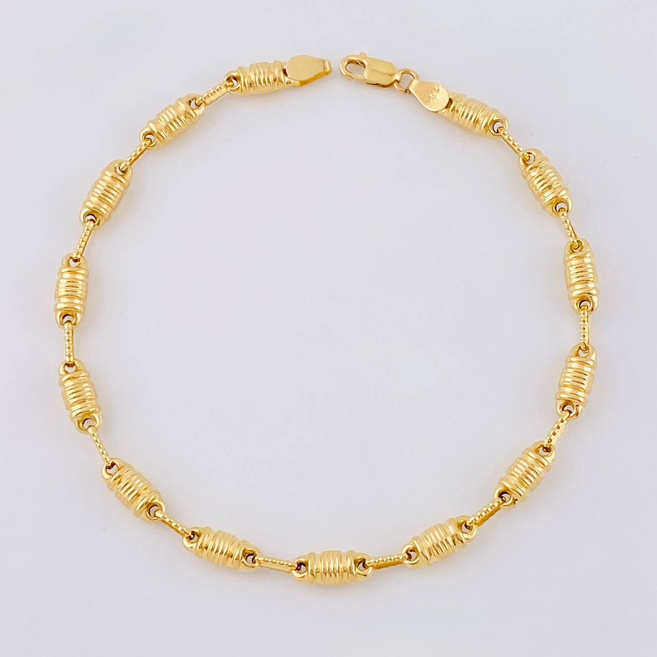 Bracelet Rustic Barrel 4.55g / 8 1/4 in / 4.1mm Yellow Gold 18K