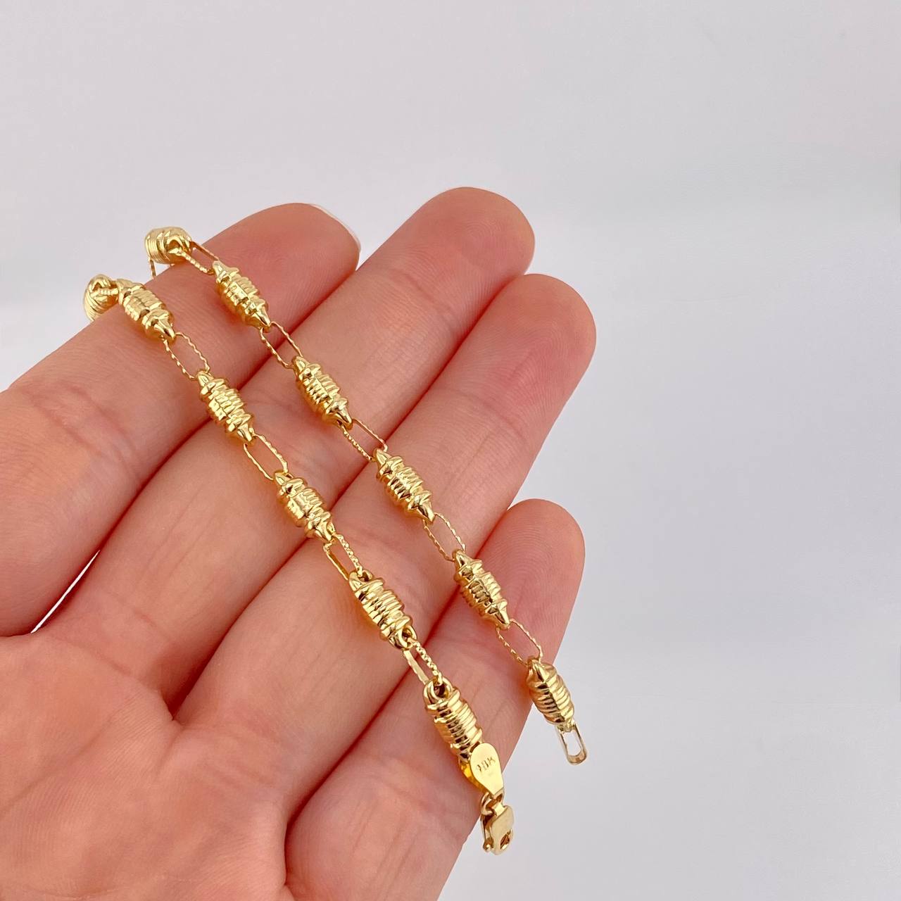 Bracelet Rustic Barrel 4.55g / 8 1/4 in / 4.1mm Yellow Gold 18K