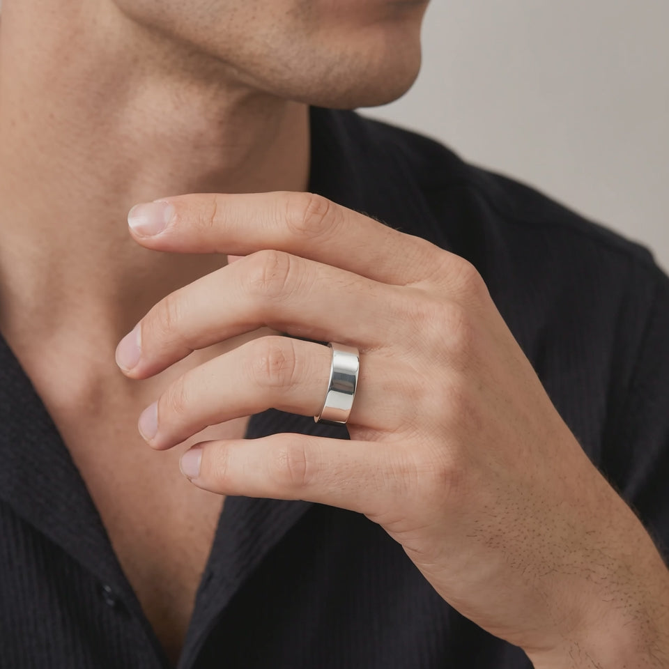 Plain Band Ring 8.4g / Size 11 1/4 White Gold 18K