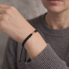 Pulsera Negra 3mm 3 Und Bolas Lisas Oro Amarillo 18K (A.C)