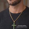 Pendant Cross Trunk Emeralds 5.10 Qts 6.7 g / 2 1/2 in Yellow Gold 18K