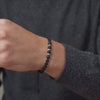Black Bracelet 3mm 3 Pcs Diamond Cut Beads Neoprenes 18K Gold