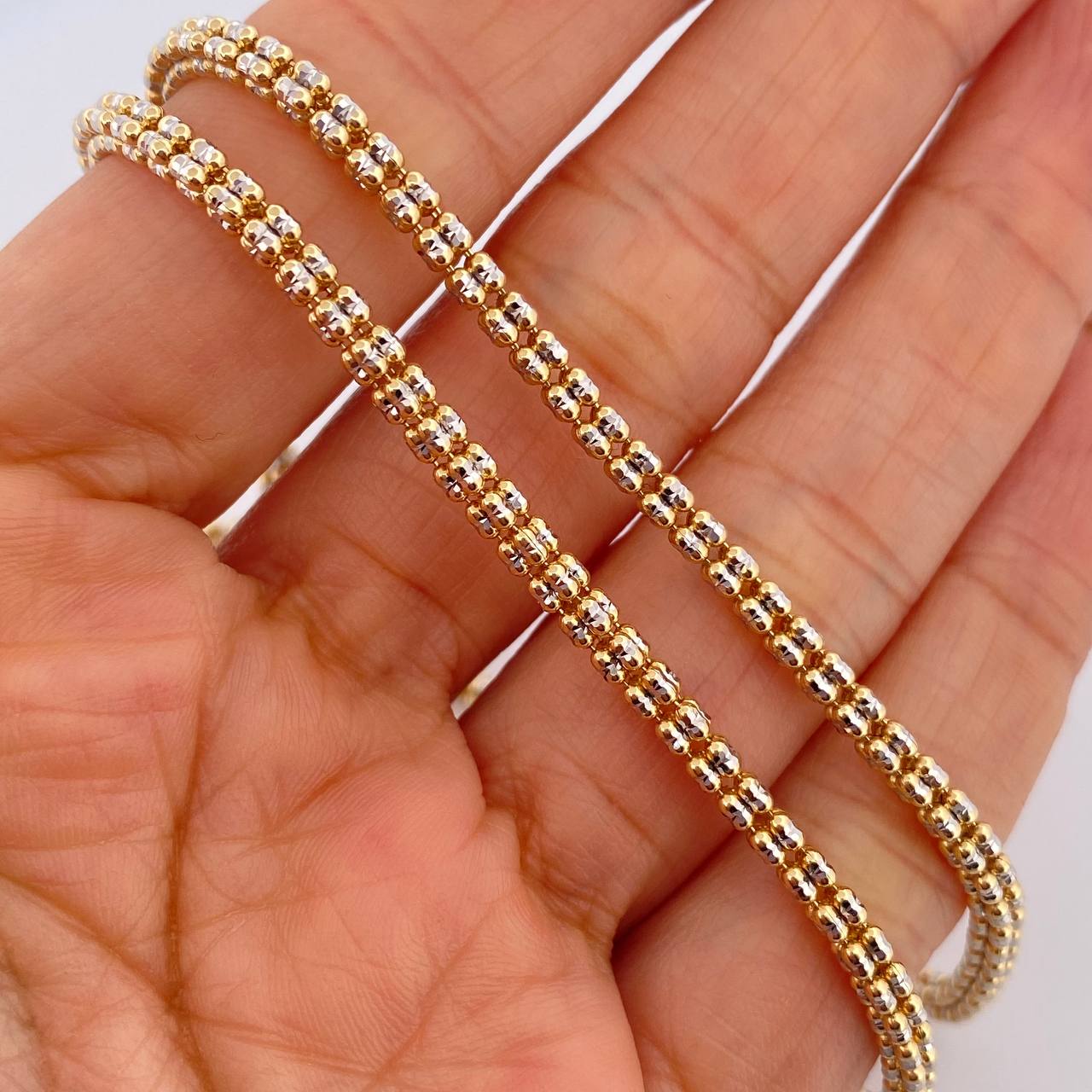 Cadena Ice 28.75gr / 23 1/2 in / 3.8mm Dos Oros Amarillo Blanco +3 18K